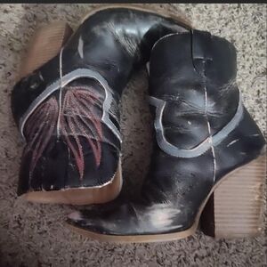 Black and Brown Western Ankle Boots